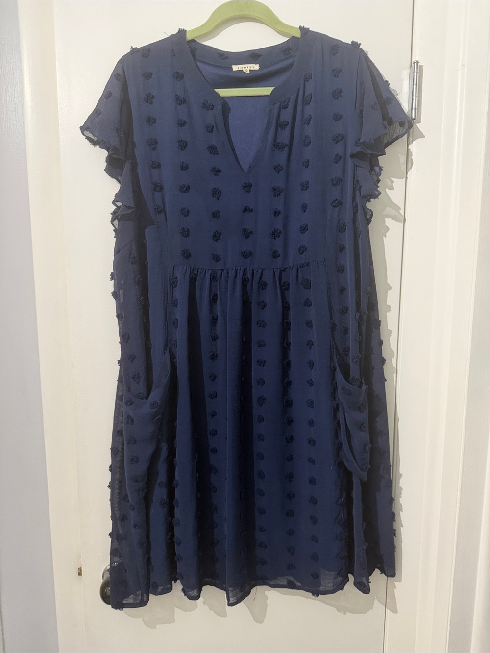 JODIFL Navy Textured Swiss Dot Dress Size 1X